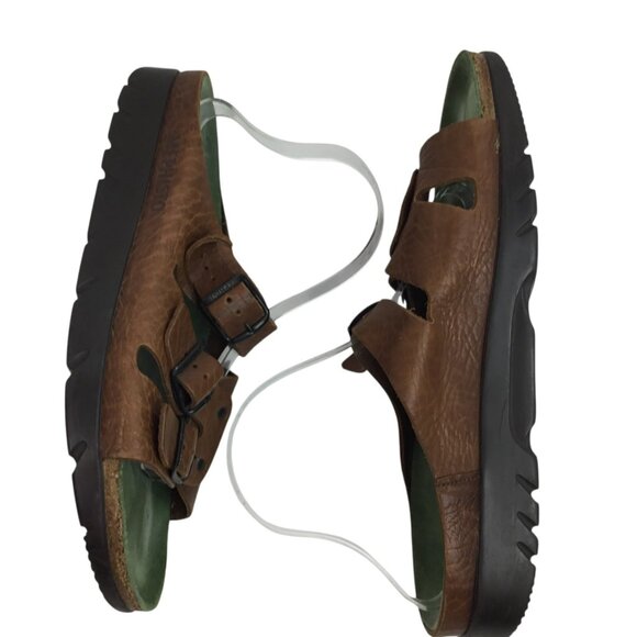 Mephisto Zach Fit Mens 46 Brown Leather Natural Fitness Three Buckle Slide Sanda - Picture 3 of 10